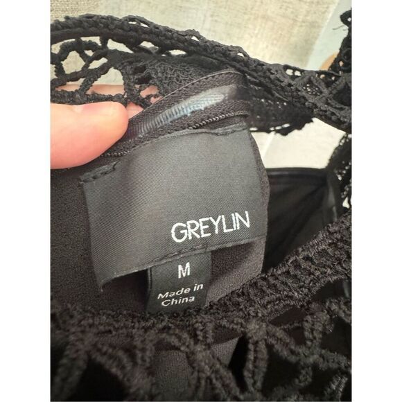 Anthropologie Lace Mini Dress Mock Neck Black Medium Castle Core Medieval - Picture 5 of 5